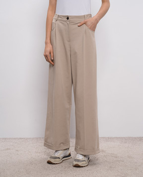 Brunello Cucinelli Бежеві штани з відворотами MH827HZ589