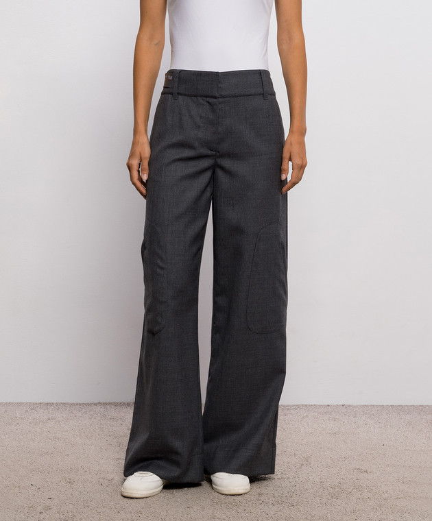 Off-White Серые брюки карго из шерсти 2FH00666B изображение 3