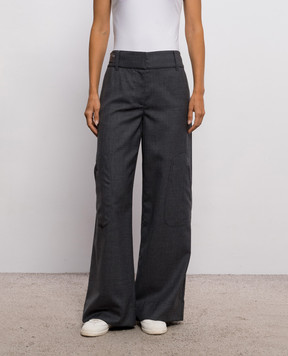 Off-White Серые брюки карго из шерсти 2FH00666B