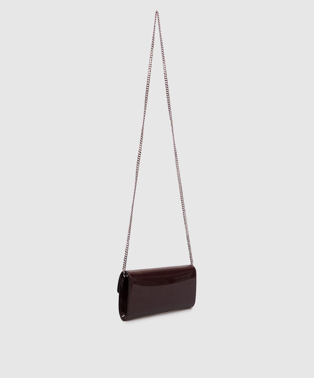 Jimmy Choo Бордовий шкіряний лакований клатч Bing BINGWALLETCHAINRMR зображення 3