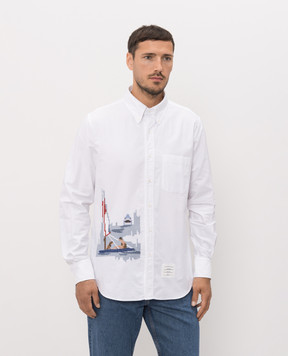 Thom Browne Біла сорочка Scenic Sailboat and Shark MWL272EE1619