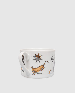 Fornasetti Біла порцелянова чашка для чаю з блюдцем Astronomici P14Z300