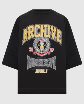 Juun.j Чорна футболка Max Fit з принтом JC6342P005