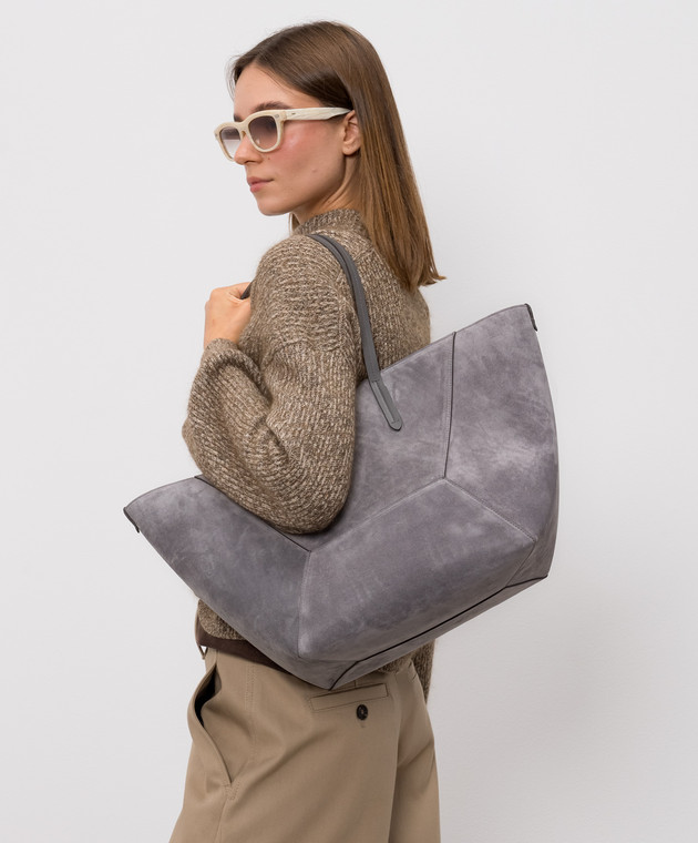 Brunello Cucinelli Сіра замшева сумка-тоут BC Duo MBDLB2571P зображення 2