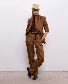 Brunello Cucinelli Коричневый топ из кашемира и шелка M13800004P