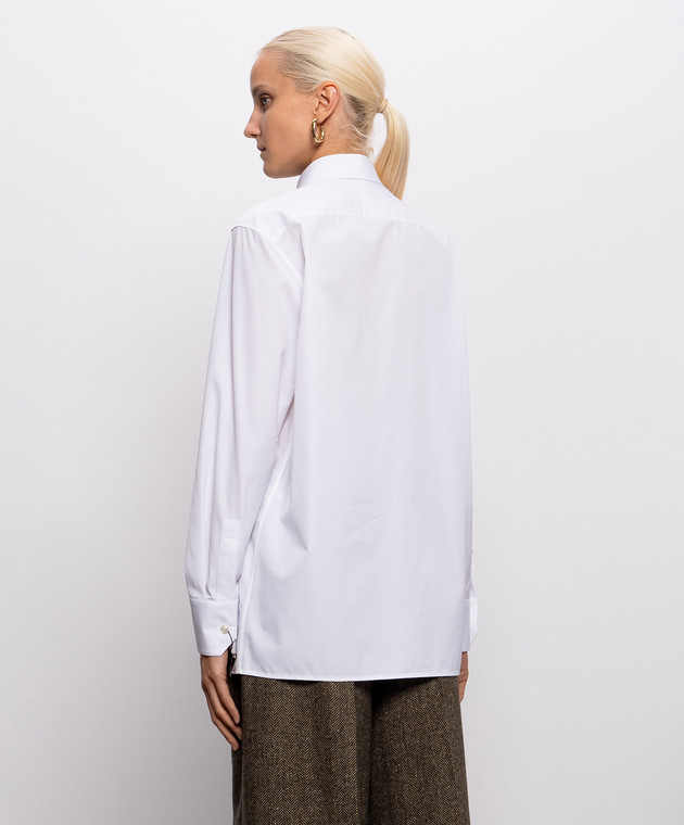 Saint Laurent Белая рубашка с вышивкой Cassandre 864599Y9J21 изображение 4