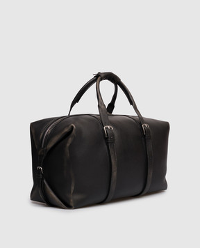 Ann Demeulemeester Черная кожаная дорожная сумка Terra с винтажным эффектом B0014184LT192
