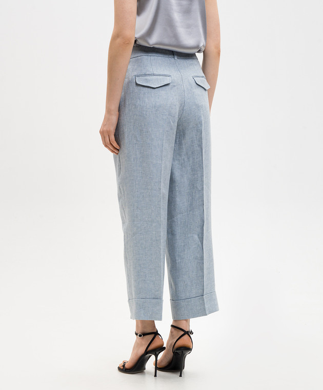 Peserico Блакитні штани з льону з відворотами P04015Z02598 зображення 4