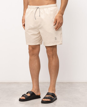 Brunello Cucinelli Желтые шорты для плавания с вышивкой эмблемы MR847043P