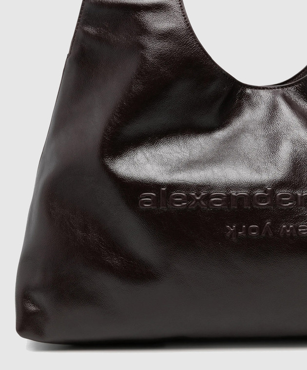 Alexander Wang Бордовая кожаная глянцевая сумка-тоут с фактурным логотипом 20226K62L изображение 4