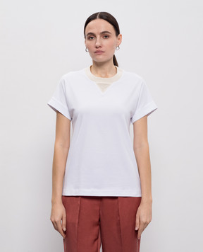 Peserico Біла футболка з ланцюжком моніль A06879J00070C