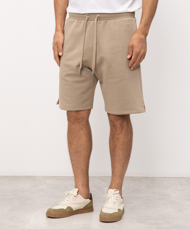 Ami Paris Шорти кольору хакі з емблемою HSO803747 зображення 3