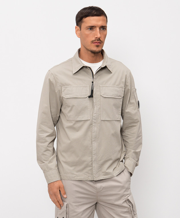 C.P. Company Бежевая рубашка на молнии с логотип патч MOS156A110143G изображение 3