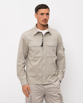 C.P. Company Бежевая рубашка на молнии с логотип патч MOS156A110143G