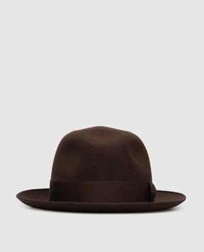 Loro Piana Коричневий капелюх з вовни кролика та кашеміру з бантом FAO5332wsh