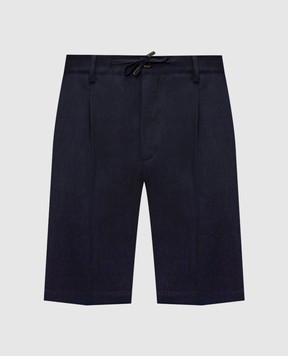 Stefano Ricci Сині шорти з льону та вовни з металевим логотипом M1T6100300WL003L