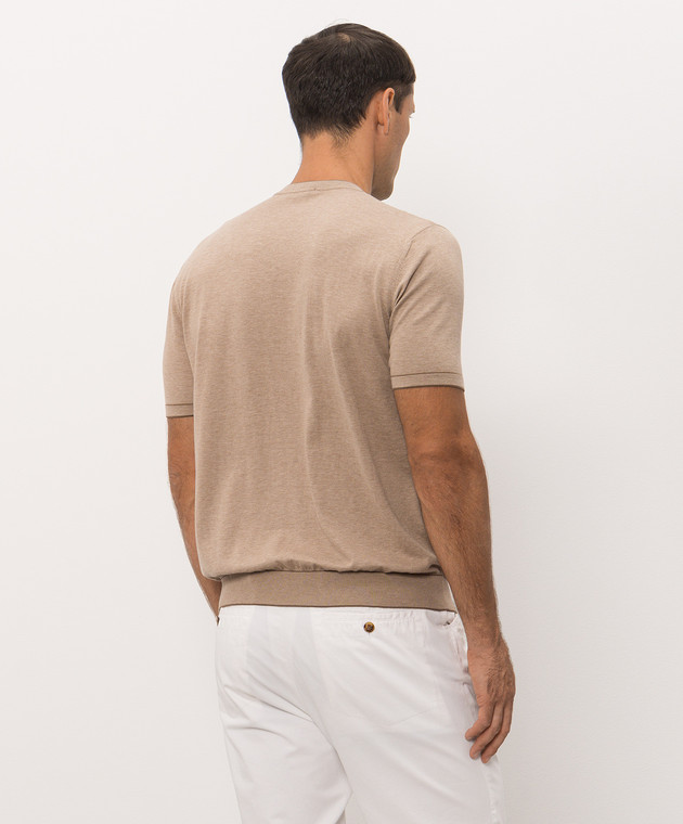 Bertolo Cashmere Бежевая футболка с окантовкой 902204002056 изображение 4
