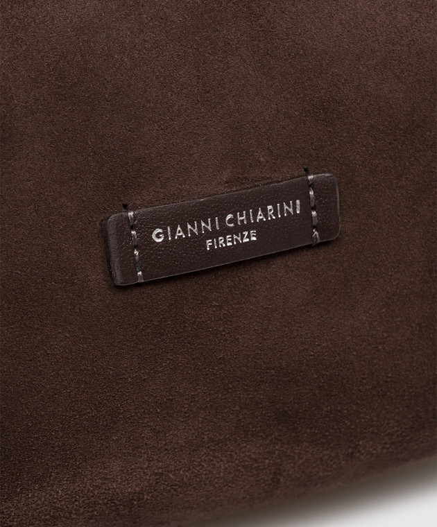 Gianni Chiarini Коричневая замшевая сумка Dua с патчем логотипа BS9799CMPL изображение 5