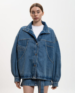 The Attico Синя джинсова куртка з патчем логотипа 260WCB00105DDD116AA