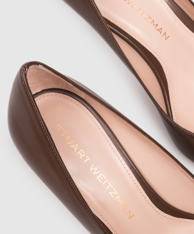 Stuart Weitzman Коричневые кожаные туфли STUART POWER SK328 изображение 5