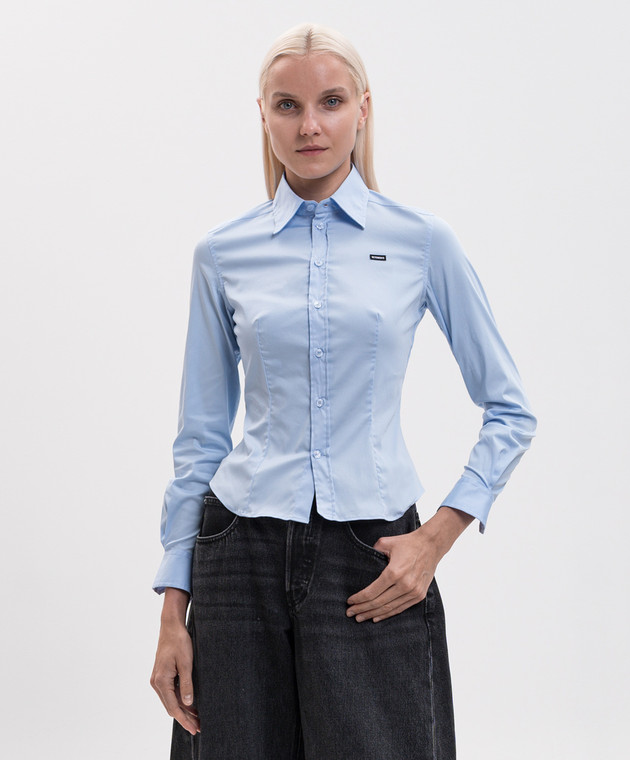 Vetements Блакитна сорочка з нашивкою логотипа WH27SH040LB зображення 3