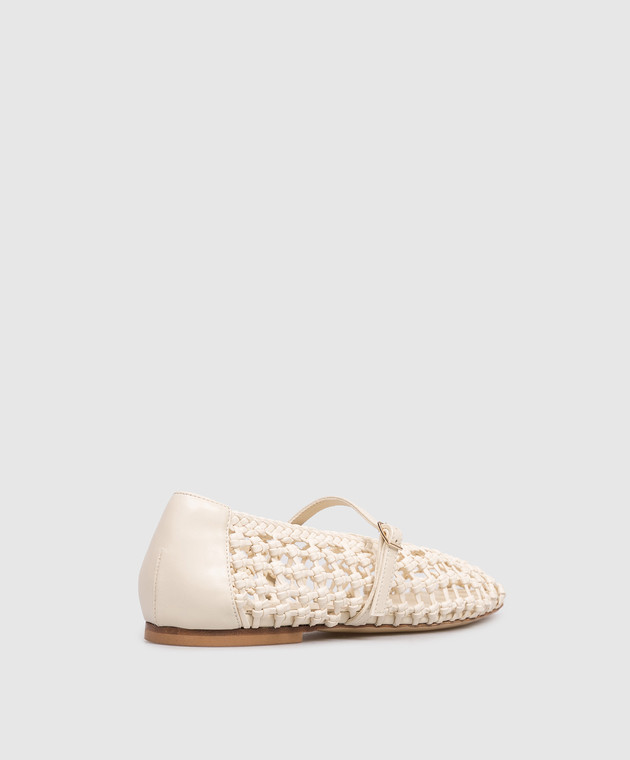 Babe Pay Pls Шкіряні балетки кольору айворі з плетінням BALETY зображення 3