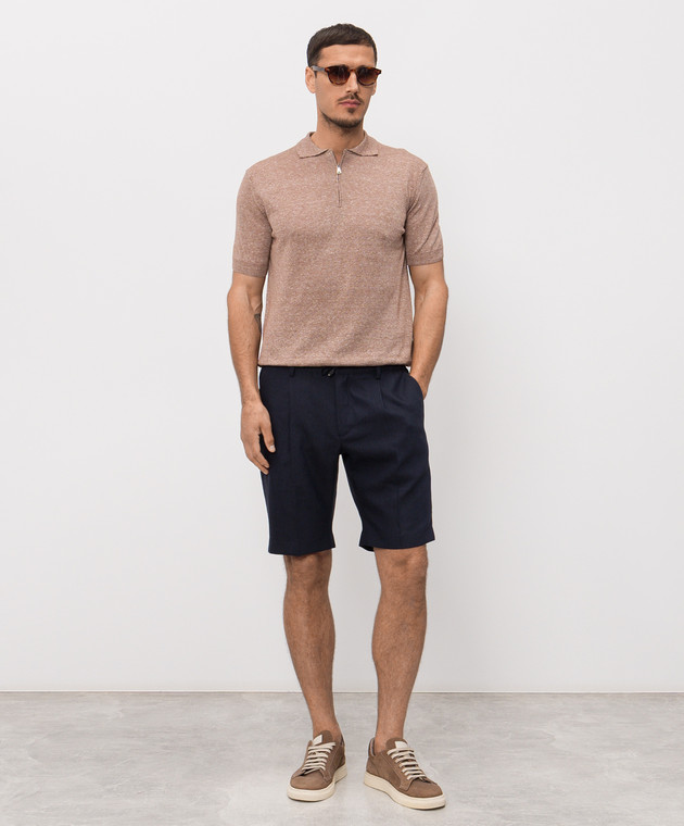 Stefano Ricci Синие шорты из льна и шерсти с металлическим логотипом M1T6100300WL003L изображение 2