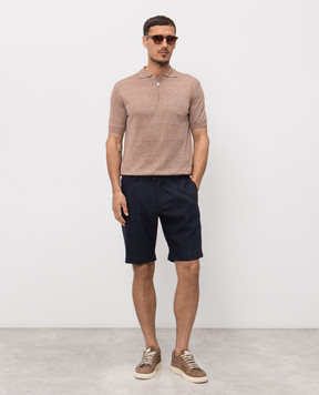 Stefano Ricci Сині шорти з льону та вовни з металевим логотипом M1T6100300WL003L