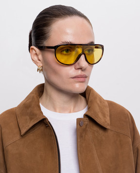 Toteme Коричневі сонцезахисні окуляри Shield Aviator 263WAE0011EC0001
