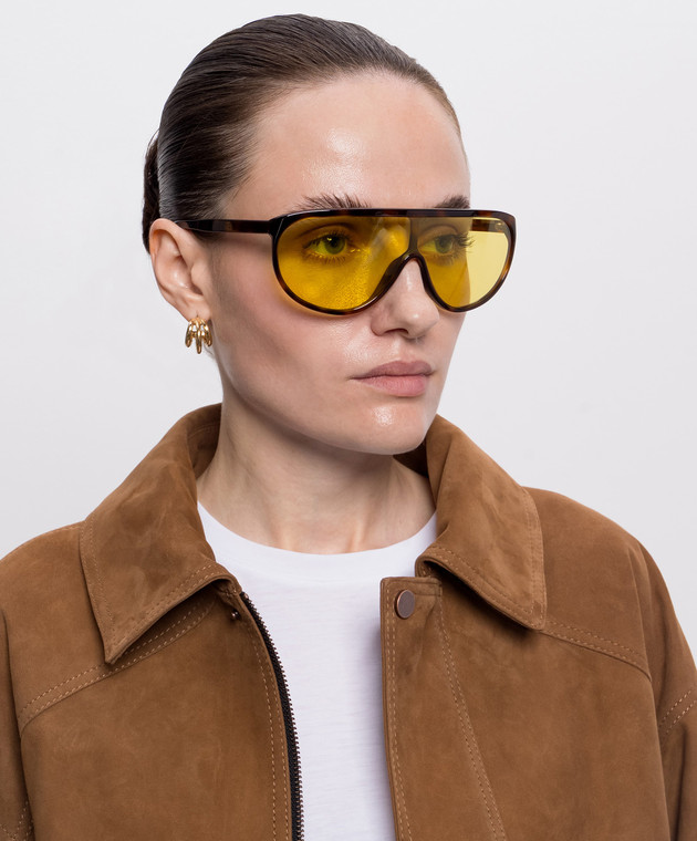 Toteme Коричневые солнцезащитные очки Shield Aviator 263WAE0011EC0001 изображение 2