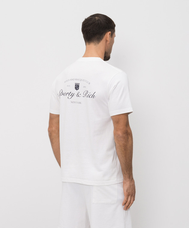 Sporty & Rich Футболка кольору айворі з принтом логотипа TO11975325WH01 зображення 4