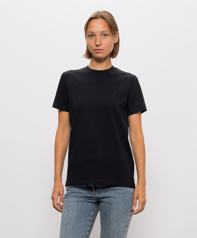 Balmain Черная футболка с вышивкой монограммы TS0000000016 изображение 3