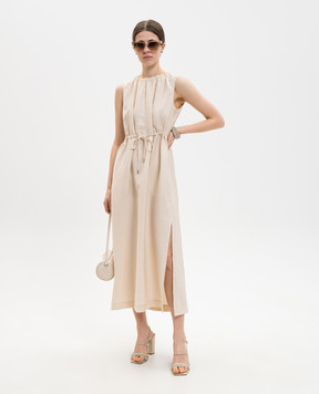 Peserico Бежевое платье миди с льном S0223905435