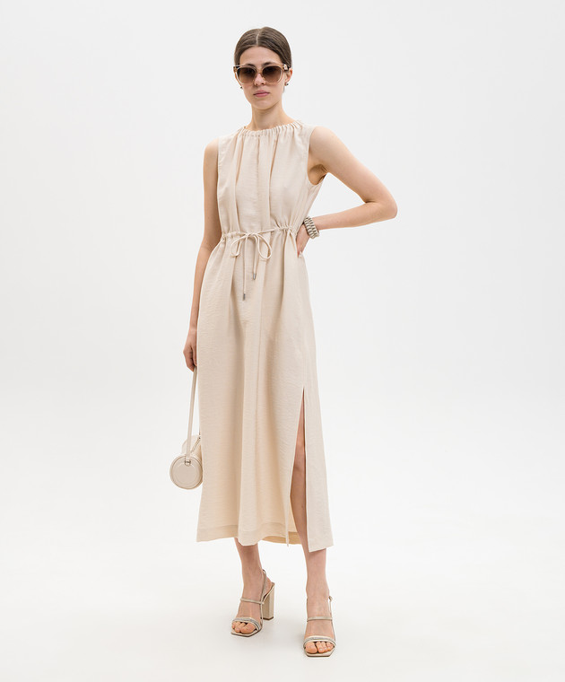 Peserico Бежева сукня міді з льоном S0223905435 зображення 2