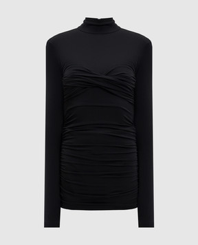 Balmain Черный топ с драпировкой FF0AR069JL19