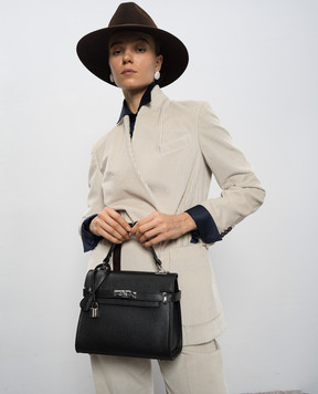 Gianni Notaro Черная кожаная сумка-сетчел Dollaro 099DOLLARONIKEL