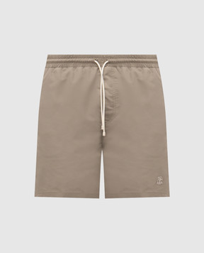 Brunello Cucinelli Шорты для плавания цвета хаки с логотипом логотип MW817043