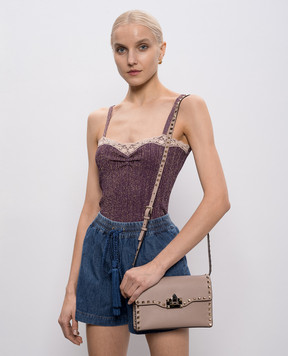 Valentino Бежевая кожаная сумка Rockstud 8W0B0181VSF