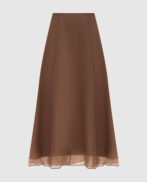 Brunello Cucinelli Коричневая юбка из шелка MP940G3877