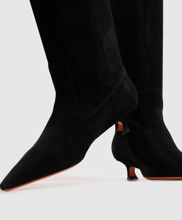 Santoni Чорні замшеві ботфорти WSTI72408HI2SAEA зображення 5