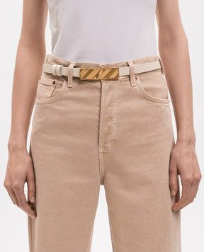 Off-White Бежевый кожаный ремень OWRB13ES26LEA001