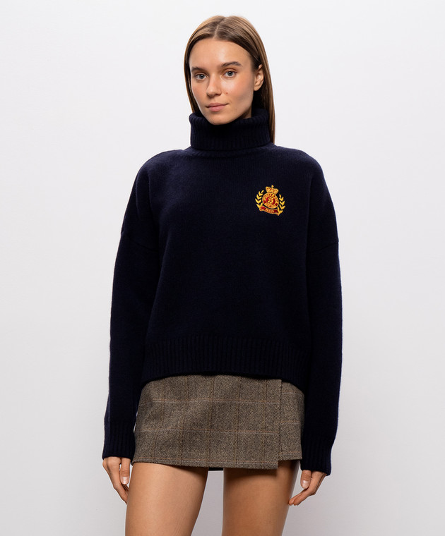Sporty & Rich Темно-синий свитер NY Crest из шерсти WS06485243BL106 изображение 3