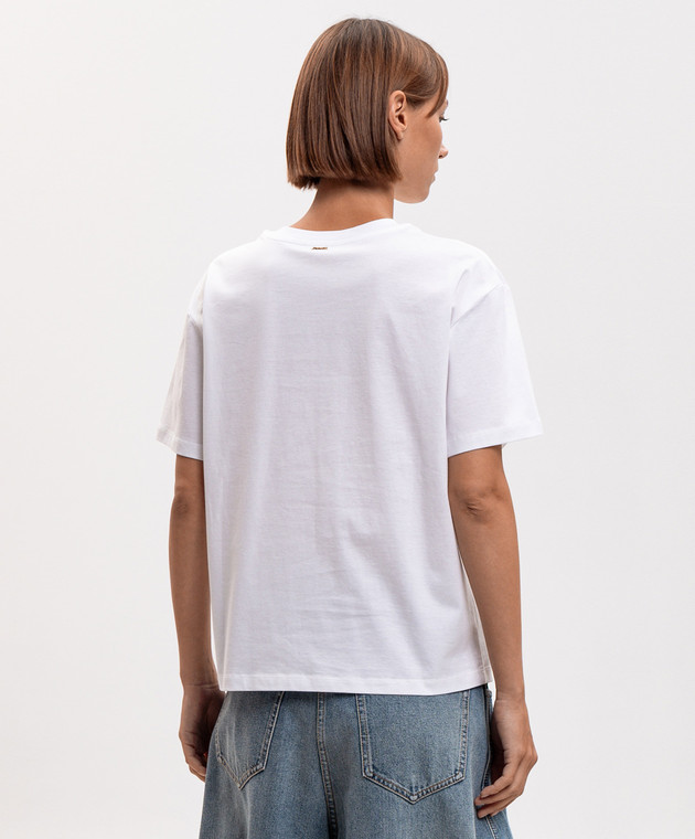 Twinset Белая футболка с цветочной нашивкой 262TP2760 изображение 4