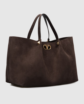Valentino Коричнева замшева сумка-тоут VLogo 9W2B0T82AHA