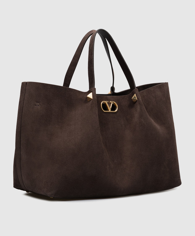 Valentino Коричневая замшевая сумка-тоут VLogo 9W2B0T82AHA изображение 3