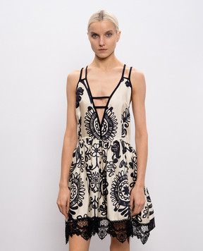 Maurizio Бежева сукня міні із шовку в принт MZS6W06010381