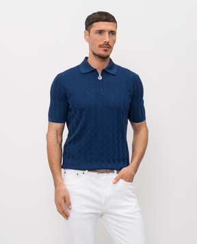 Stefano Ricci Синє поло з шовком K818106P31F26172