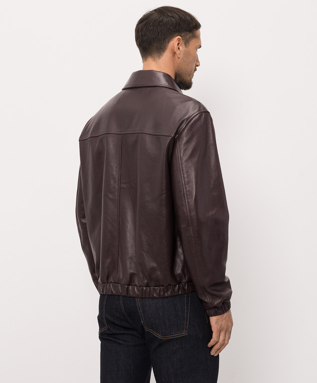 Canali Бордова шкіряна куртка LE00331O70533 зображення 4