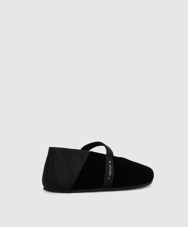Fendi Черные бархатные балетки Academia 8F9214WR1 изображение 3