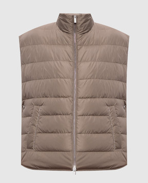Peserico Коричневый пуховый жилет с цепочкой мониль A0346006957